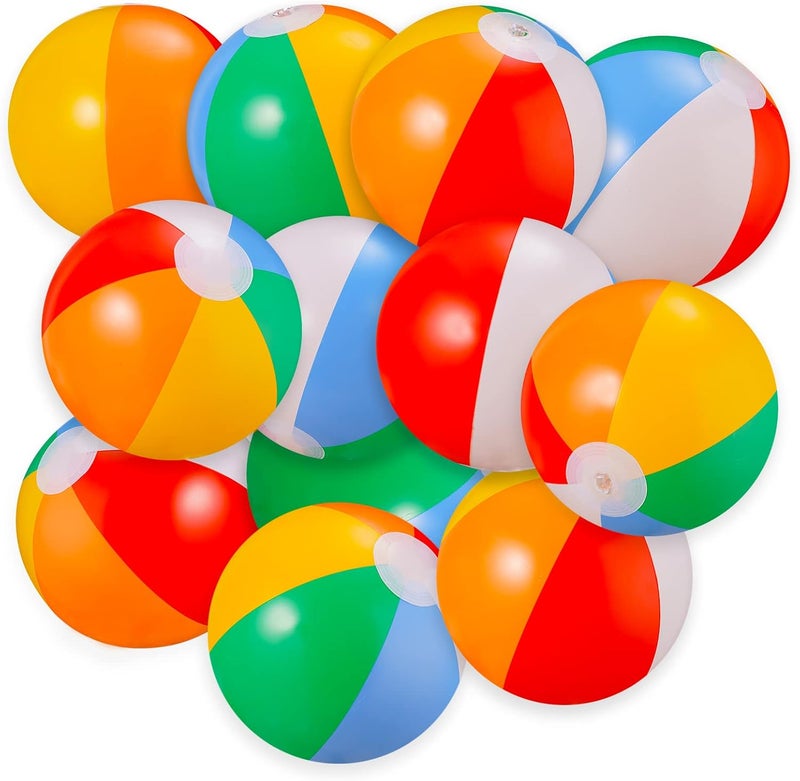 CISONE Beach Balls Bulk 12 Pack - 9" Inflatable Swimming Pool Toys for Kids Summer Water Games, Hawaiian Tropical Theme Party Decorations Favors Supplies - Image 1